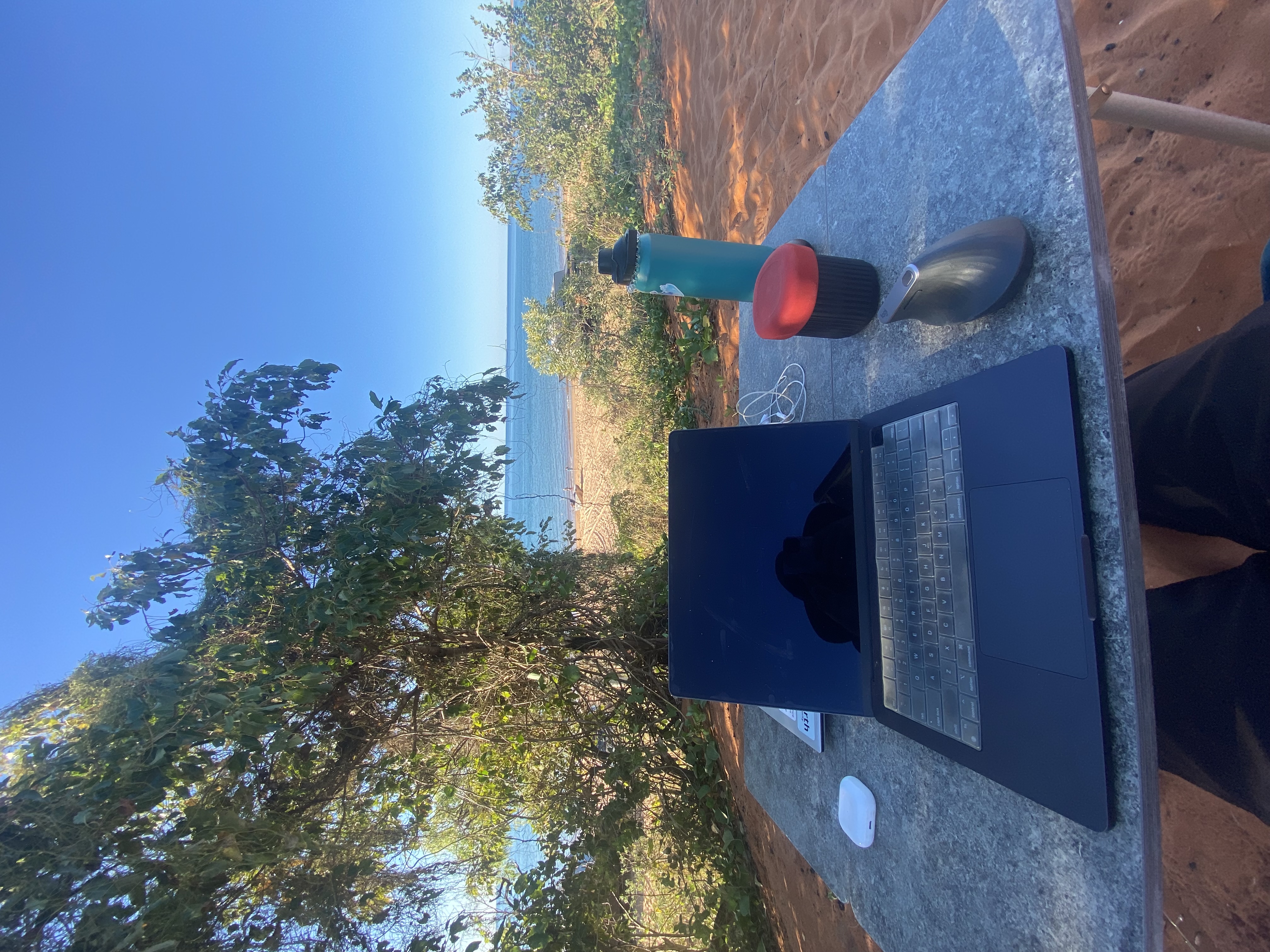 Laptop setup in the outback bush